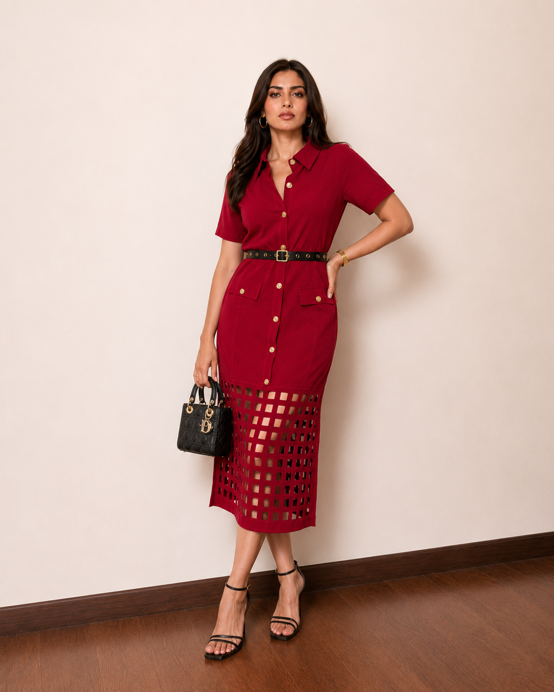 LARA SHIRT DRESS - Deep Red