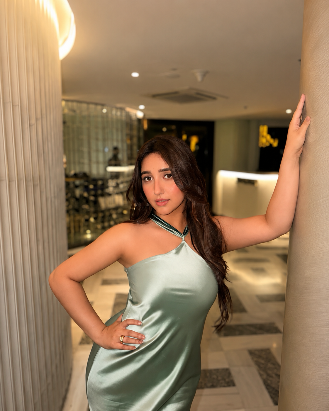 COCO HALTER GOWN - SAGE GREEN