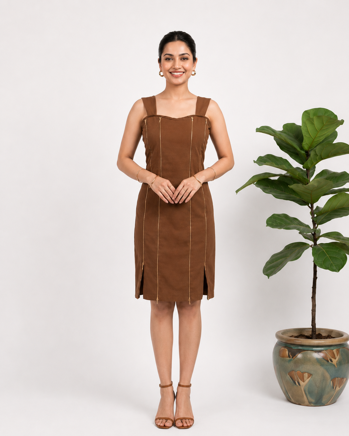 ZEST 4ZIP DRESS - Brown