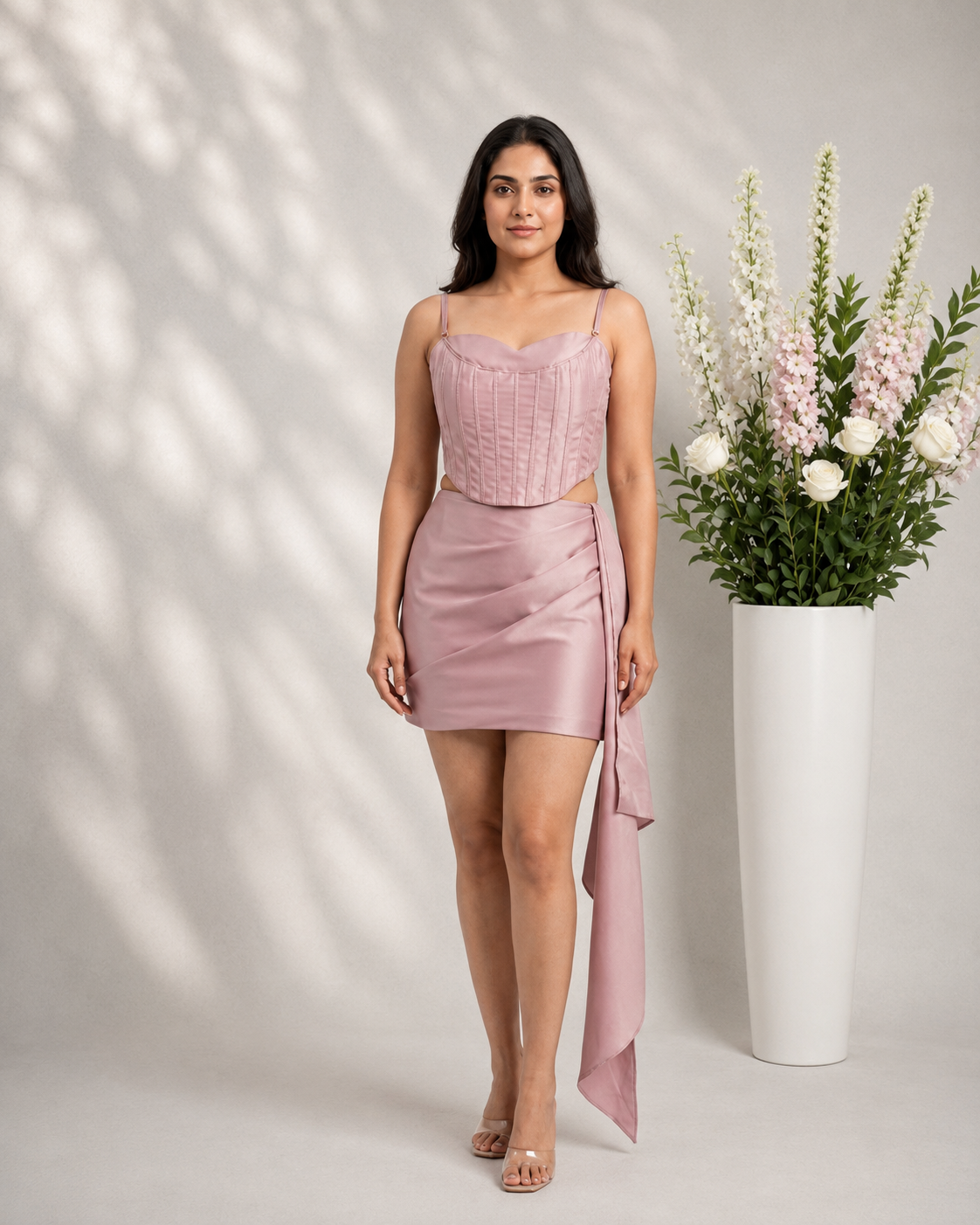 VINI SIGNATURE CORSET & DRAPE SKIRT - onion pink