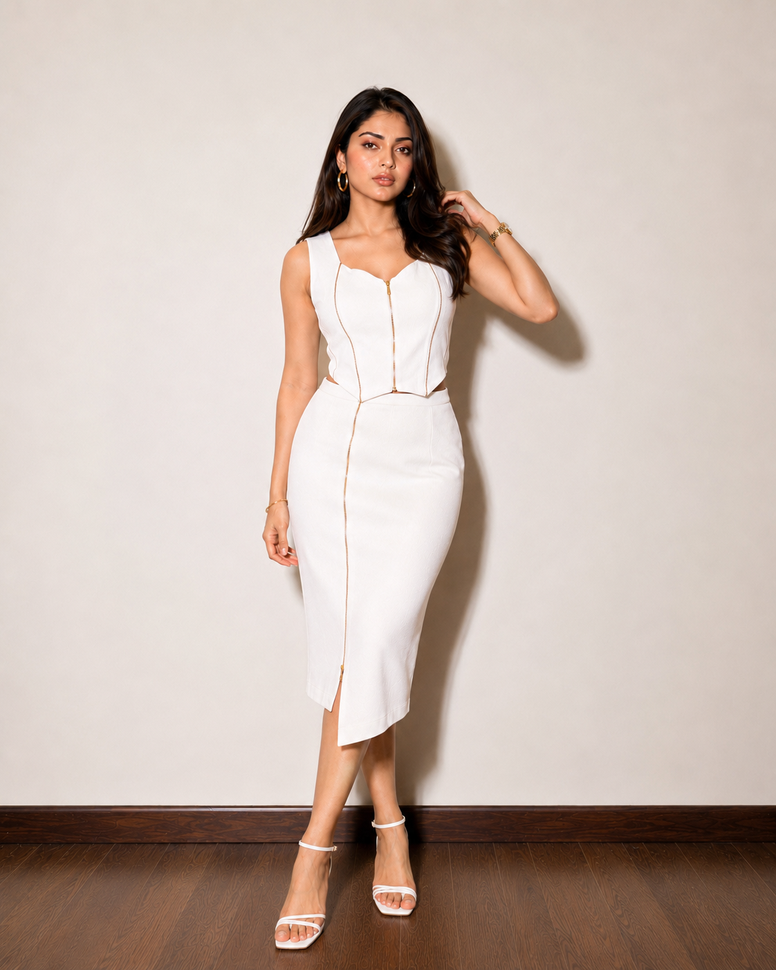 ZEST 4ZIP VEST SKIRT SET - White