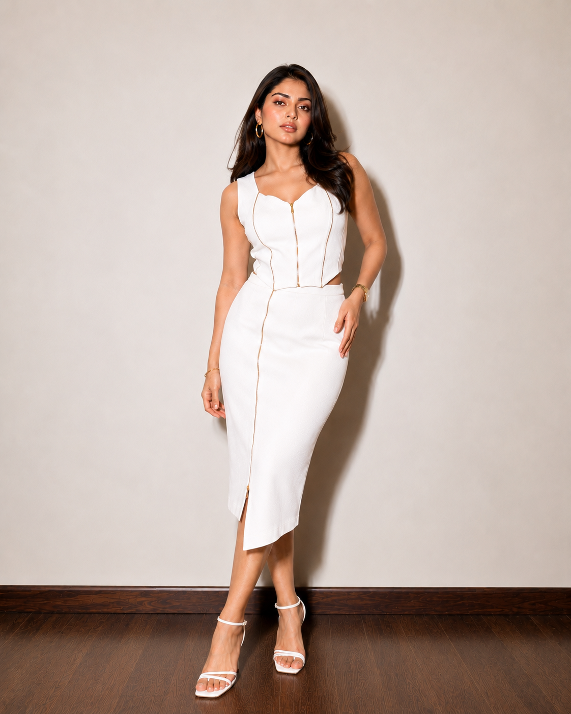ZEST 4ZIP VEST SKIRT SET - White