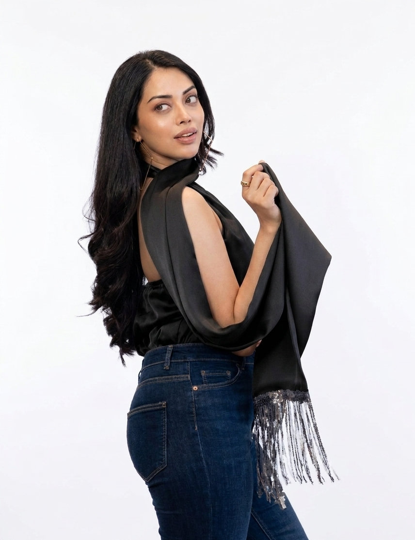 SANDRA SCARF TOP WITH FRINGES