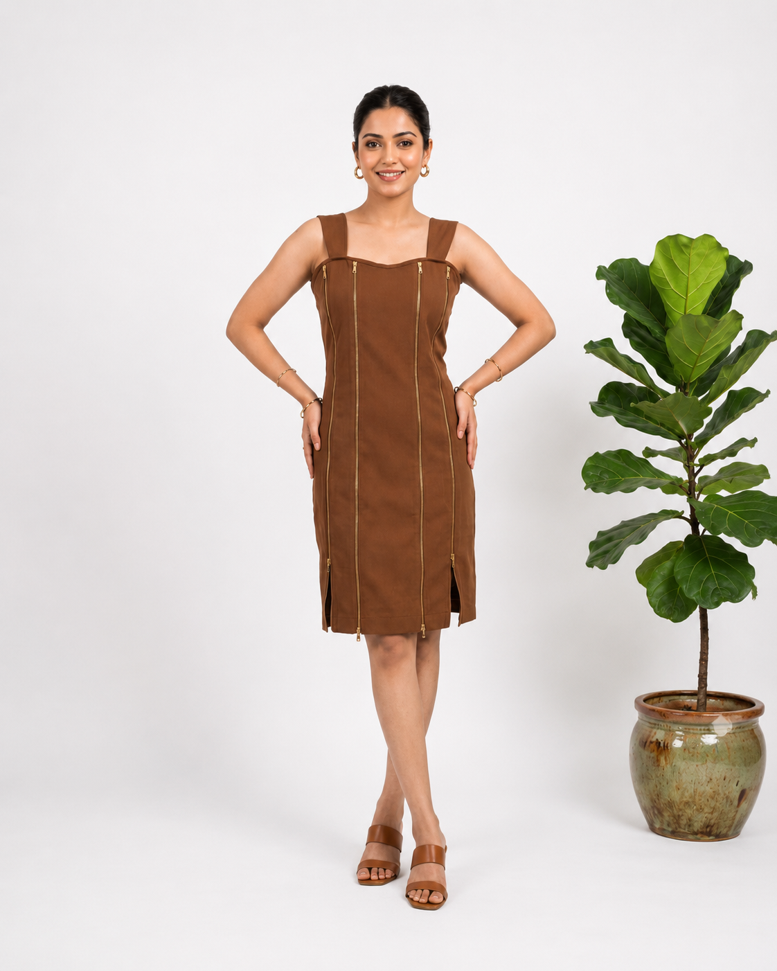 ZEST 4ZIP DRESS - Brown
