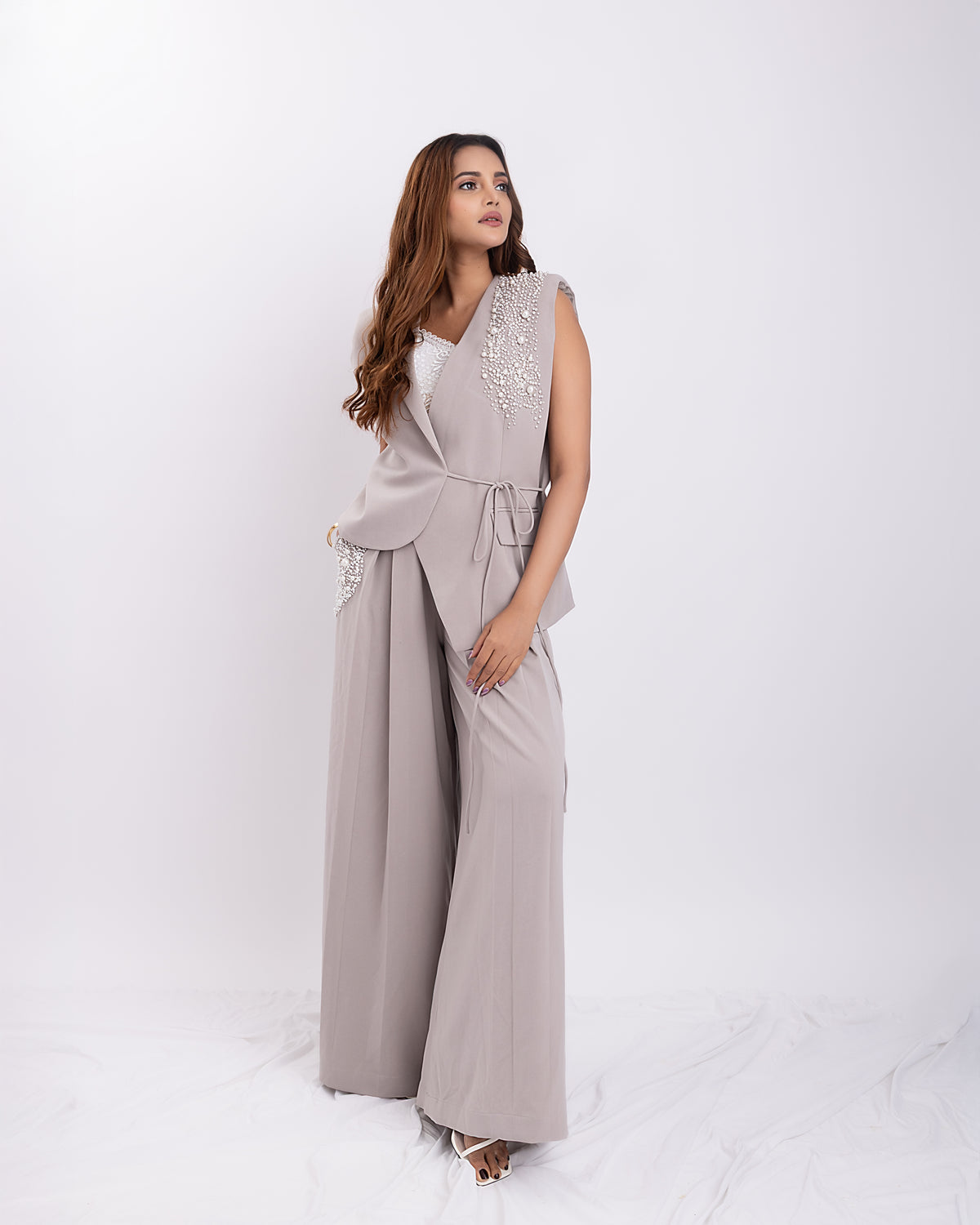 PERLA WAISTCOAT PANTS SET - Grey