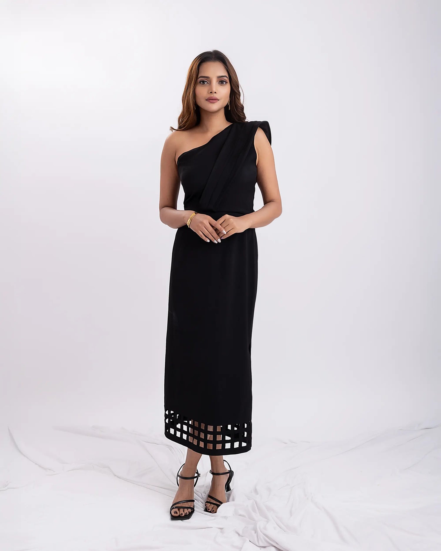 Lara One Shoulder With Bottom Details Maxi Dress