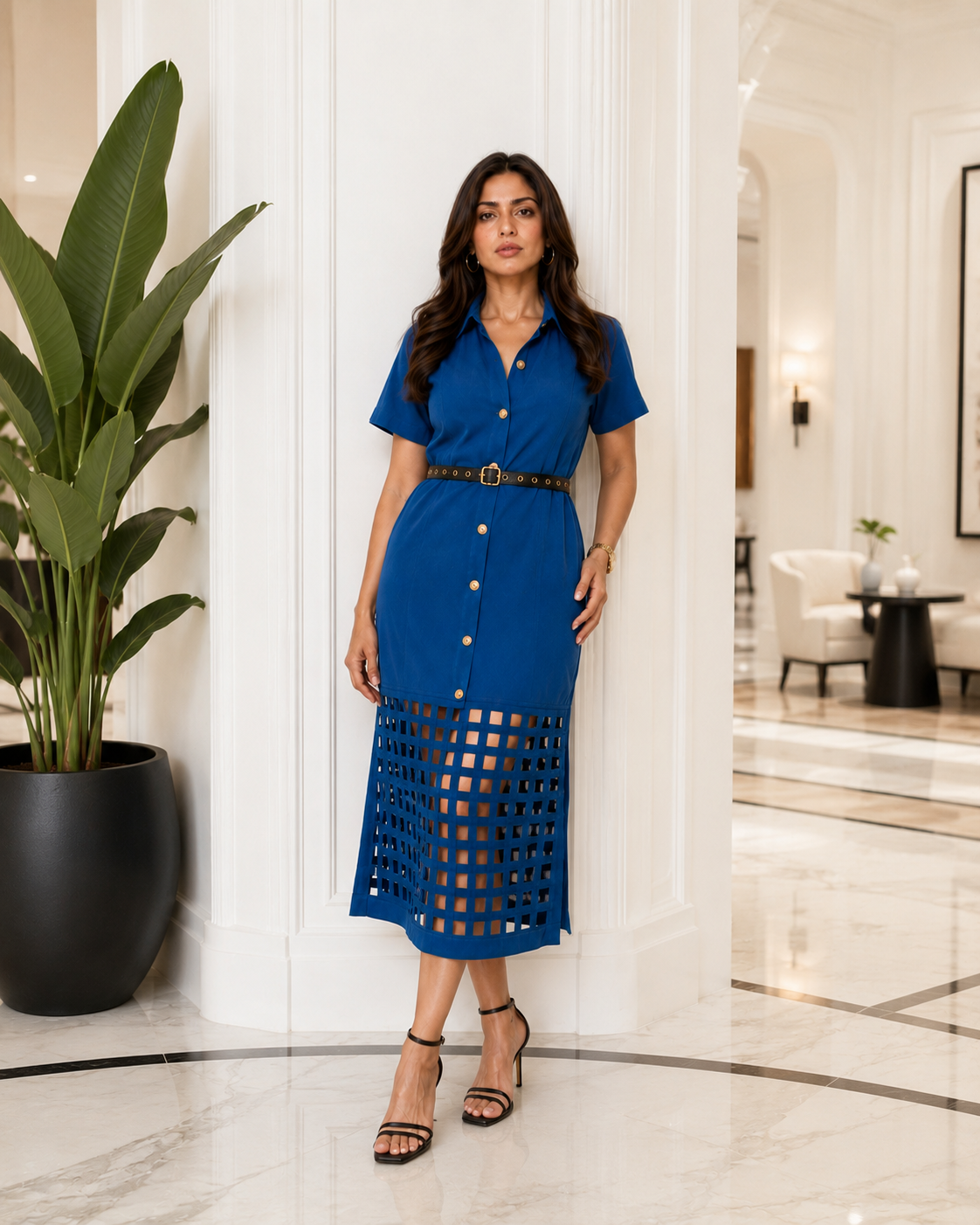 LARA SHIRT DRESS - Turquoise Blue