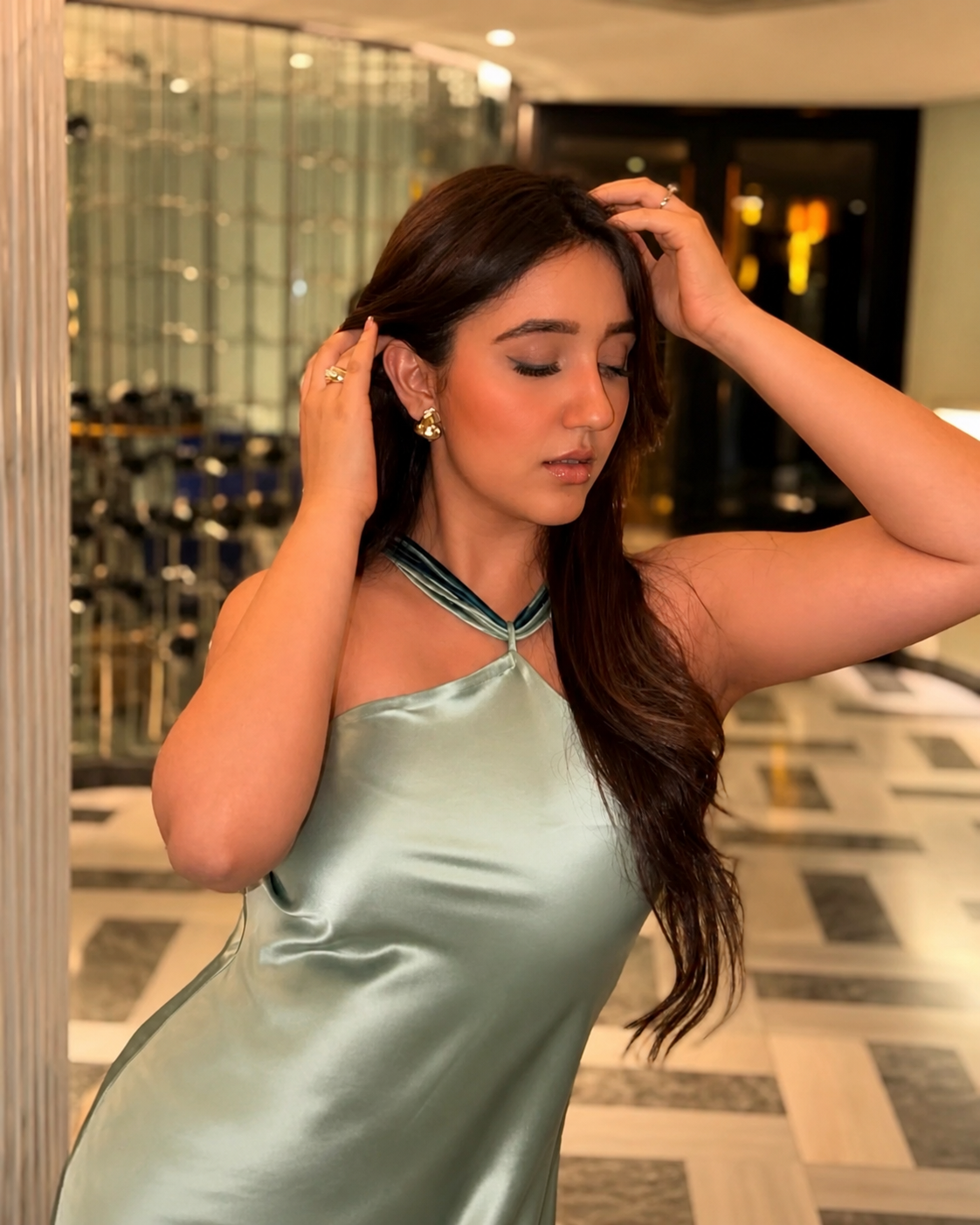 COCO HALTER GOWN - SAGE GREEN