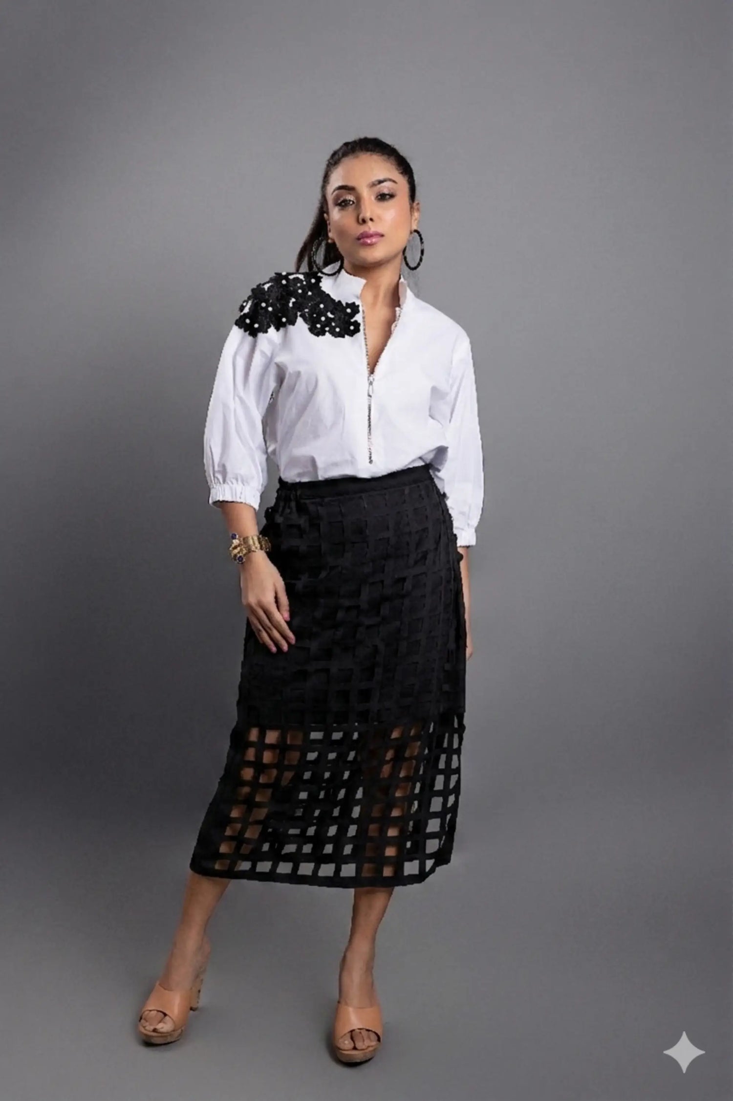 LARA SHIRT AND MIDI SKIRT SET