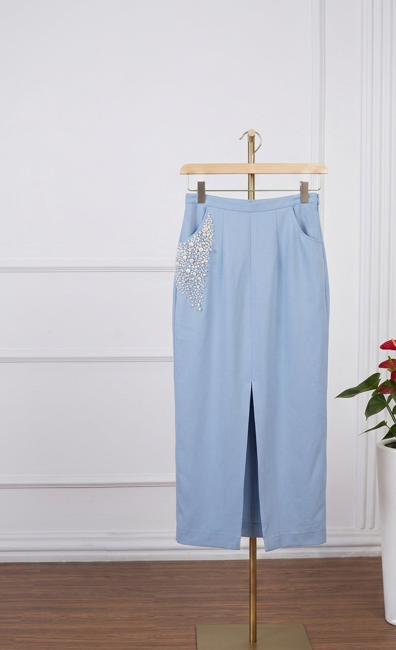 PERLA STRAIGHT SKIRT - Powder Blue