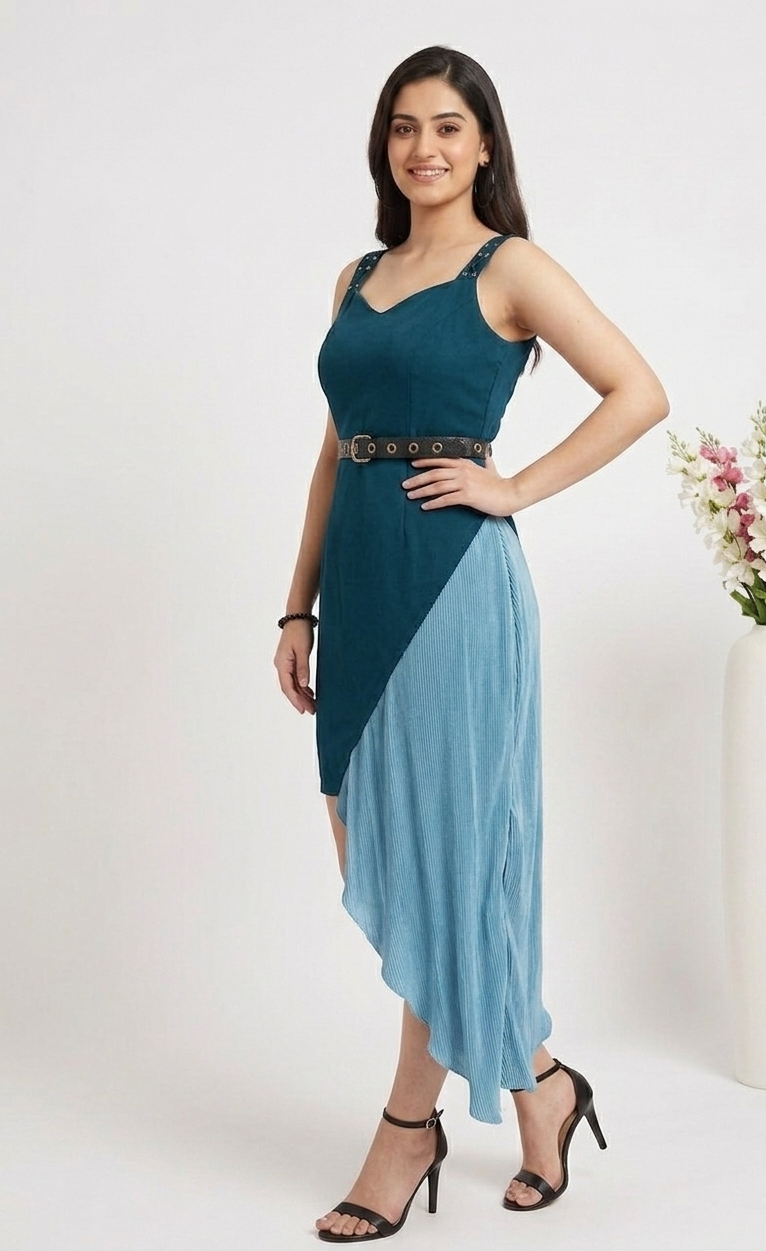 PRISHA PLEATS ASYMMETRICAL DRESS