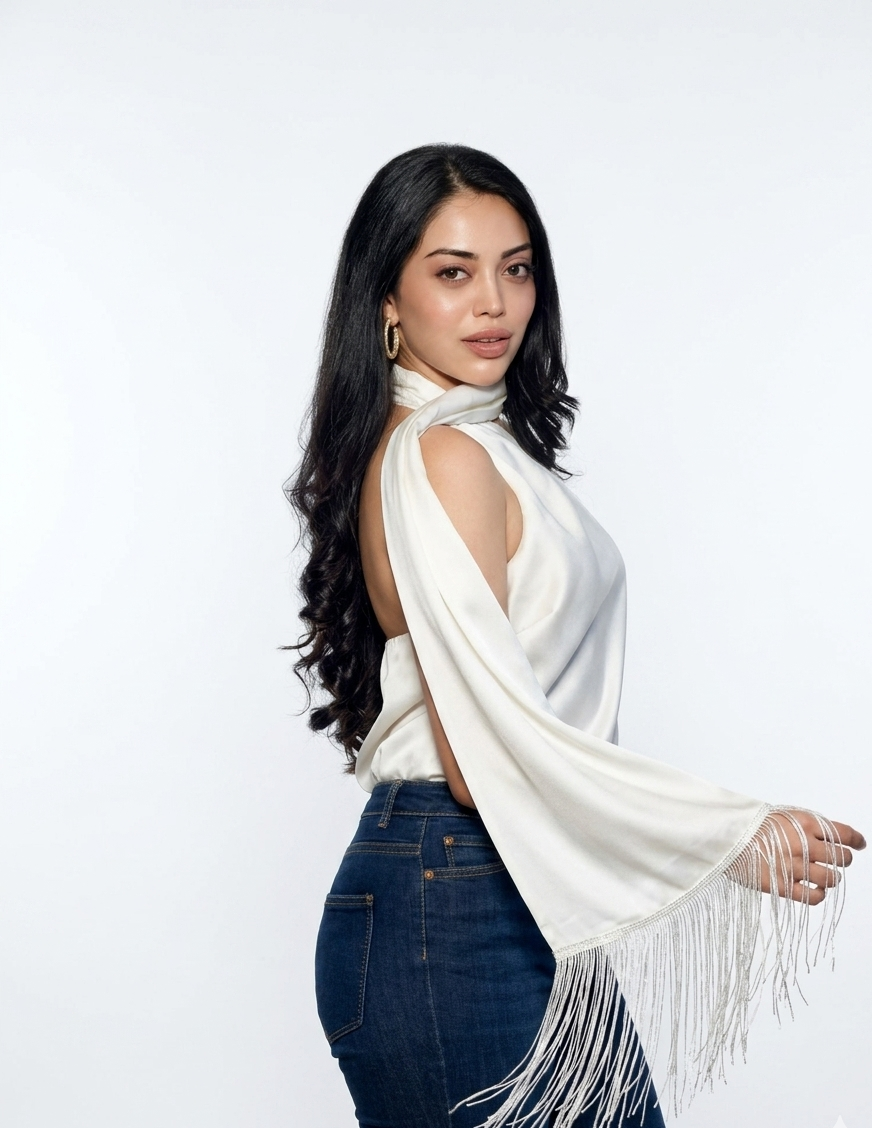 SANDRA SCARF TOP WITH FRINGES