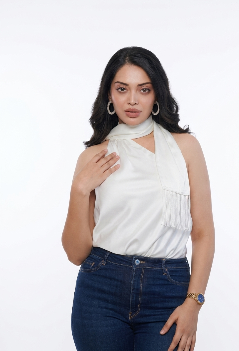 SANDRA SCARF TOP WITH FRINGES