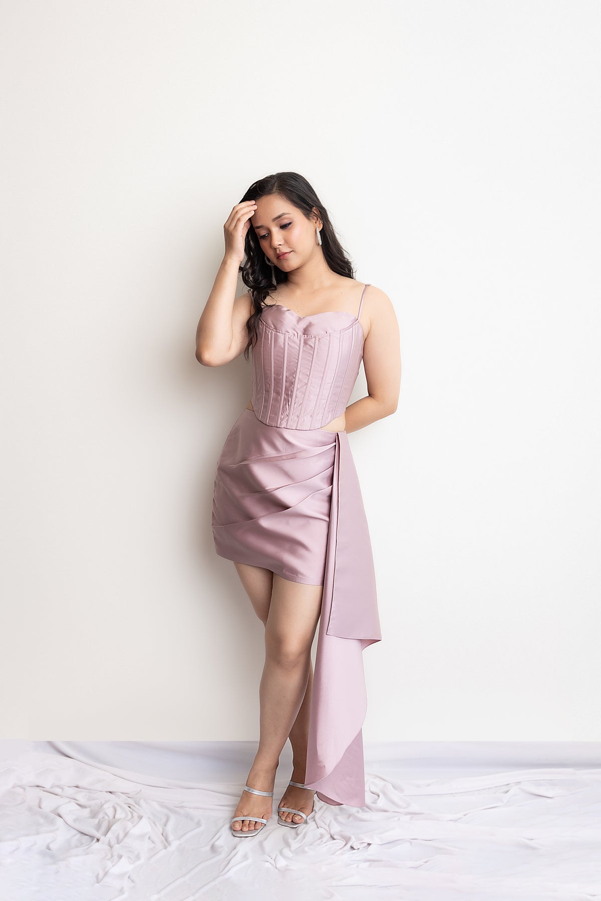 VINI SIGNATURE CORSET & DRAPE SKIRT - onion pink