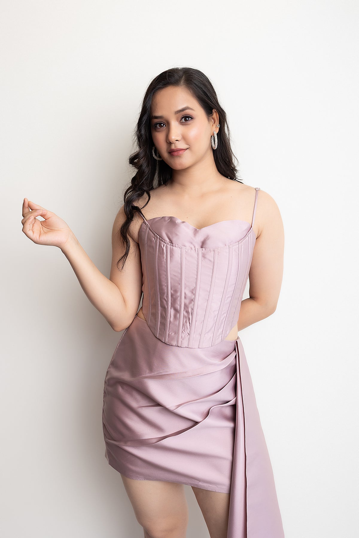 VINI SIGNATURE CORSET & DRAPE SKIRT - onion pink