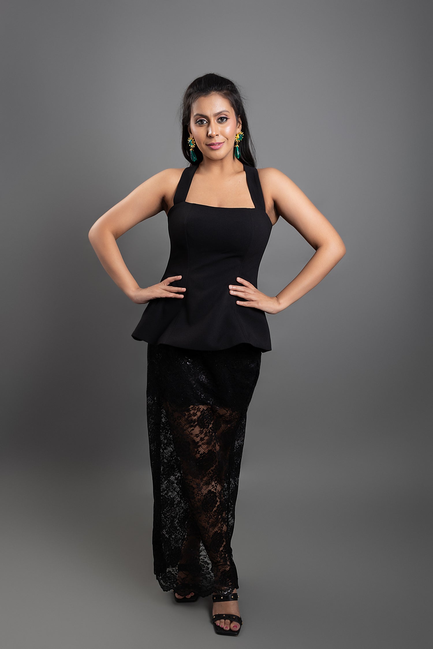 LISA LACE SKIRT SET - Black