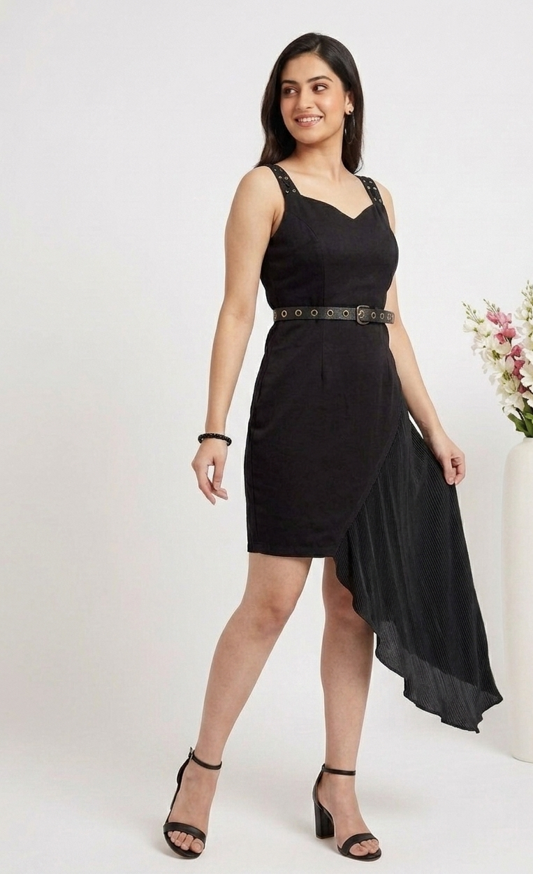 PRISHA PLEATS ASYMMETRICAL DRESS