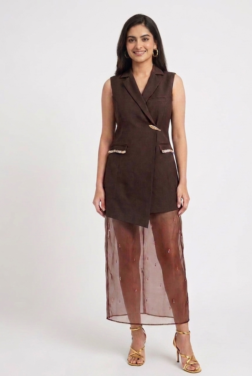EVA BLAZER DRESS WITH ORGANZA SKIRT